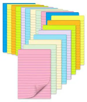(18 Pads) Lined Sticky Notes 4x6 in, Self-Stick Pads, Pastel Large Notepads (18 Pads) Lined Sticky Notes 4x6 in, Self-Stick Pads, Pastel Large Notepads