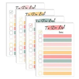 4 Pack to Do List Notepad, 4x6 Daily to Do List Sticky Notes 4 Pack to Do List Notepad, 4x6 Daily to Do List Sticky Notes