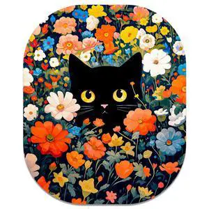 Small Mouse Pad, 6 x 7 Inch, Oval Mini Mouse Pad with Non-Slip Rubber Base for Laptop Wireless Mouse Keyboard Tray Mousepad, Cute Black Cat Small Mouse Pad, 6 x 7 Inch, Oval Mini Mouse Pad with Non-Slip Rubber Base for Laptop Wireless Mouse Keyboard Tray Mousepad, Cute Black Cat