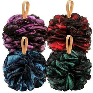 Bath Sponge Bath Loofah, Soft Mesh Pouf Shower Puffs Loofa Exfoliating Body Scrubber Shower Loofahs 4 Pack 60g Ball for Men and Women Bath Sponge Bath Loofah, Soft Mesh Pouf Shower Puffs Loofa Exfoliating Body Scrubber Shower Loofahs 4 Pack 60g Ball for Men and Women