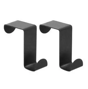 Over The Door Hooks 2 Pack, Stainless Steel Reversible S-Shaped Double Door Hanger Hooks for Clothes Hats Towels Bags, No Drilling Door Organizer Hooks for Bedroom Bathroom Kitchen (Black) Over The Door Hooks 2 Pack, Stainless Steel Reversible S-Shaped Double Door Hanger Hooks for Clothes Hats Towels Bags, No Drilling Door Organizer Hooks for Bedroom Bathroom Kitchen (Black)