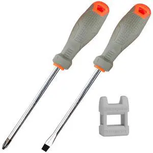 2 Pack Magnetic Screwdriver Set, Slotted and Phillips Screwdriver 6 Inch, Non Slip Cushion Grip Screw Driver Kits include Magnetizer, for Home Repair and Industrial Use 2 Pack Magnetic Screwdriver Set, Slotted and Phillips Screwdriver 6 Inch, Non Slip Cushion Grip Screw Driver Kits include Magnetizer, for Home Repair and Industrial Use