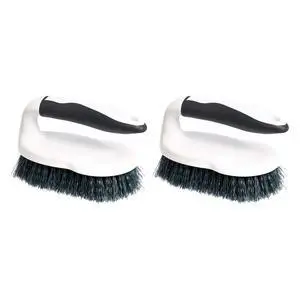All Purpose Rectangular Scrub Brush, Hard Bristle, Stiff Bristles, Sturdy, Ergonomic Long Handle, Durable, 2-Pack, White & Black All Purpose Rectangular Scrub Brush, Hard Bristle, Stiff Bristles, Sturdy, Ergonomic Long Handle, Durable, 2-Pack, White & Black