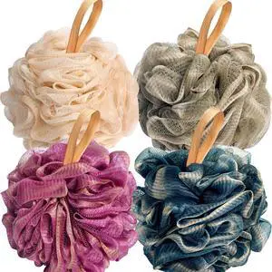 Loofahs Bath Sponge, 4 Pack 70g Soft Mesh Pouf Shower Puffs Loofa Exfoliating Body Scrubber Ball for Men and Women Loofahs Bath Sponge, 4 Pack 70g Soft Mesh Pouf Shower Puffs Loofa Exfoliating Body Scrubber Ball for Men and Women
