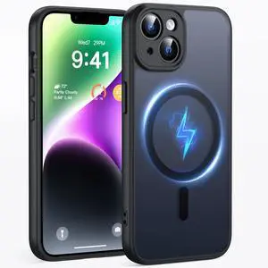 Strong Magnetic for iPhone 14 Case Compatible with MagSafe, Full Camera Protection, Military Shockproof, Anti-Fingerprint & Anti-Scratch, Translucent Matte Slim Phone Case Cover, Black Strong Magnetic for iPhone 14 Case Compatible with MagSafe, Full Camera Protection, Military Shockproof, Anti-Fingerprint & Anti-Scratch, Translucent Matte Slim Phone Case Cover, Black