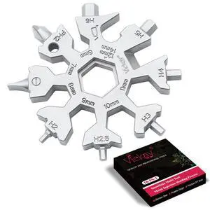 18 in 1 Snowflake Multi Tool, Phillips Flat Screwdriver Kit/Wrench/Bottle Opener, EDC Camping Gear, Gifts for Men (Silver) 18 in 1 Snowflake Multi Tool, Phillips Flat Screwdriver Kit/Wrench/Bottle Opener, EDC Camping Gear, Gifts for Men (Silver)