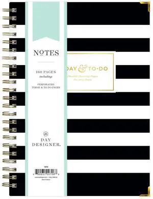 Day Designer for Today To-Do Notebook, 160 Ruled Pages, Twin-Wire Binding, Hardcover, 5.75'' x 8.5'', Black Stripe Day Designer for Today To-Do Notebook, 160 Ruled Pages, Twin-Wire Binding, Hardcover, 5.75'' x 8.5'', Black Stripe