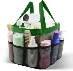 Mesh Shower Caddy Portable, Shower Tote Bag for Dorm Room Essentials, 8 Pockets Large Shower Basket for College Gym Beach Camping (1, Green) Mesh Shower Caddy Portable, Shower Tote Bag for Dorm Room Essentials, 8 Pockets Large Shower Basket for College Gym Beach Camping (1, Green)