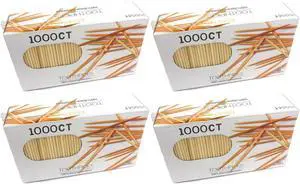 4000 Pack Bamboo Toothpicks 2.5 Inch Durable Wooden Toothpicks, Individually Boxed (4 Boxes of 1000) Eco-Friendly, Biodegradable, Multipurpose for Kitchen, Appetizers, Crafts & Dental Care 4000 Pack Bamboo Toothpicks 2.5 Inch Durable Wooden Toothpicks, Individually Boxed (4 Boxes of 1000) Eco-Friendly, Biodegradable, Multipurpose for Kitchen, Appetizers, Crafts & Dental Care