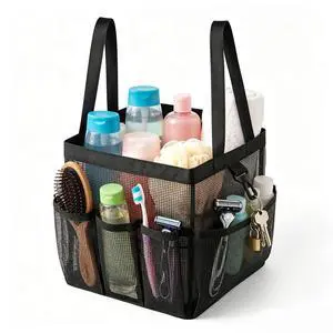 Mesh Shower Caddy Portable Shower Toiletry Bag for College Dorm Room Essentials Hanging Showers Caddy Dorm with 8 Pocket Large Capacity for Beach Swimming Gym Camping Travel, Double Handle Black Mesh Shower Caddy Portable Shower Toiletry Bag for College Dorm Room Essentials Hanging Showers Caddy Dorm with 8 Pocket Large Capacity for Beach Swimming Gym Camping Travel, Double Handle Black