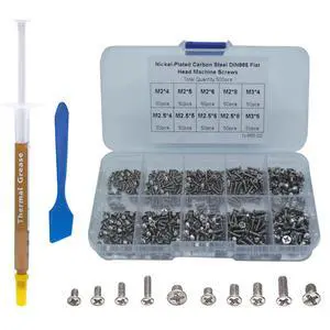 Silver Laptop Screws Kit 500PCS M2 M2.5 M3 Flat Head Phillips Machine Screws for SSD Motherboard & Electronics Repair Silver Laptop Screws Kit 500PCS M2 M2.5 M3 Flat Head Phillips Machine Screws for SSD Motherboard & Electronics Repair