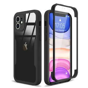 Compatible with iPhone 11 Case Full Body Clear Design with Built-in Screen Protector Shockproof Anti-Scratch Rugged Phone Case 360 Protective Cover for iPhone 11 6.1 inch, Black Compatible with iPhone 11 Case Full Body Clear Design with Built-in Screen Protector Shockproof Anti-Scratch Rugged Phone Case 360 Protective Cover for iPhone 11 6.1 inch, Black