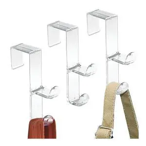 Over Door Double Hook, Clear, Small, 3-Pack Over Door Double Hook, Clear, Small, 3-Pack