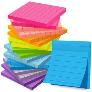 (18 Pads) Lined Sticky Notes 3x3 in Bright Ruled Post Stickies Colorful Super Sticking Power Memo Pads (18 Pads) Lined Sticky Notes 3x3 in Bright Ruled Post Stickies Colorful Super Sticking Power Memo Pads