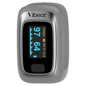 Fingertip Pulse Oximeter, Vibeat Portable SPO2 Monitor with Pulse Rate, Finger Blood Oxygen Saturation Meter with 12 Sets of Data Records, Gray Fingertip Pulse Oximeter, Vibeat Portable SPO2 Monitor with Pulse Rate, Finger Blood Oxygen Saturation Meter with 12 Sets of Data Records, Gray