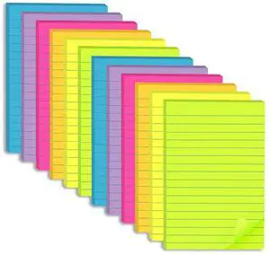 (12 Pack) Lined Sticky Notes 4x6 in,Large Notepads with Lines,Ruled Stickies Super Sticking Power,Office School Memo Note Pads Bright Colors,Post on Windows Doors,Recyclable,Easy to Write on (12 Pack) Lined Sticky Notes 4x6 in,Large Notepads with Lines,Ruled Stickies Super Sticking Power,Office School Memo Note Pads Bright Colors,Post on Windows Doors,Recyclable,Easy to Write on