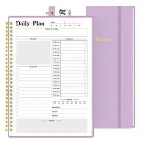 Daily Planner Undated, To-Do List Notebook with Hourly Schedule, Spiral Appointment Organizer Calendar for Man / Women, Flexible Cover, Twin-Wire Binding Elastic Closure, Pocket Pen Loop, 160 Pages Daily Planner Undated, To-Do List Notebook with Hourly Schedule, Spiral Appointment Organizer Calendar for Man / Women, Flexible Cover, Twin-Wire Binding Elastic Closure, Pocket Pen Loop, 160 Pages