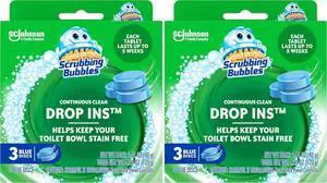 Scrubbing Bubbles Continuous Clean Toilet Drop-Ins, Automatic Blue Toilet Bowl Cleaner, Septic-Safe Tank Tablets Remove Hard Water Minerals & Limescale, Stain & Smell Protection, 3 Count (Pack of 2) Scrubbing Bubbles Continuous Clean Toilet Drop-Ins, Automatic Blue Toilet Bowl Cleaner, Septic-Safe Tank Tablets Remove Hard Water Minerals & Limescale, Stain & Smell Protection, 3 Count (Pack of 2)