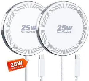 25W Wireless Charger for MagSafe, Magnetic Fast Charging Pad for iPhone 17/16/15/14/13/12 Series & AirPods, Strong Magnet, Thin & Portable Wireless Charger for Travel Home Office(White, 2Pack) 25W Wireless Charger for MagSafe, Magnetic Fast Charging Pad for iPhone 17/16/15/14/13/12 Series & AirPods, Strong Magnet, Thin & Portable Wireless Charger for Travel Home Office(White, 2Pack)