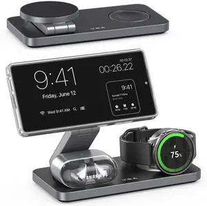 3 in 1 Foldable Magnetic Wireless Charging Station for Samsung, Wireless Charger Stand for Galaxy S26 Ultra S25/S24 /Note 20/Flip 7/Fold 7, for Galaxy Watch Ultra/8/7/6,Galaxy Buds 3/3 Pro 3 in 1 Foldable Magnetic Wireless Charging Station for Samsung, Wireless Charger Stand for Galaxy S26 Ultra S25/S24 /Note 20/Flip 7/Fold 7, for Galaxy Watch Ultra/8/7/6,Galaxy Buds 3/3 Pro