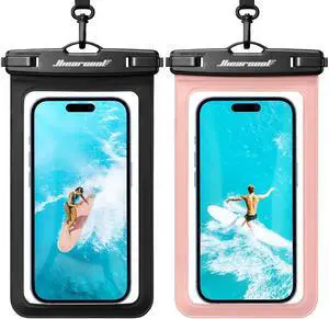 Waterproof Phone Pouch 2 Pack, IPX8 Dry Bag with Lanyard, Touch Screen Compatible for iPhone 17/16/15/14/13 Pro Max, Beach Swimming Cruise Travel-Black & Peach Pink Waterproof Phone Pouch 2 Pack, IPX8 Dry Bag with Lanyard, Touch Screen Compatible for iPhone 17/16/15/14/13 Pro Max, Beach Swimming Cruise Travel-Black & Peach Pink