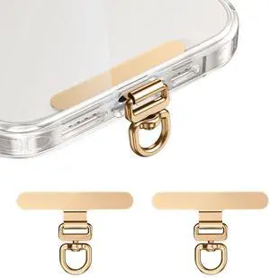 Phone Tether Tab & Lanyard Tab, 360° Swivel Clip - Ultra Thin Stainless Steel Universal Patch for All Phone Cases, No Block Charging (Champagne Gold*2) Phone Tether Tab & Lanyard Tab, 360° Swivel Clip - Ultra Thin Stainless Steel Universal Patch for All Phone Cases, No Block Charging (Champagne Gold*2)
