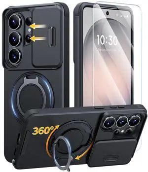 for Samsung Galaxy S26 Ultra Case, Ring Holder Stand Kickstand, Slide Camera Cover with Screen Protector, Dual-Layer Shockproof Protective Magnetic Accessory Friendly S26 Ultra Phone Case, Black for Samsung Galaxy S26 Ultra Case, Ring Holder Stand Kickstand, Slide Camera Cover with Screen Protector, Dual-Layer Shockproof Protective Magnetic Accessory Friendly S26 Ultra Phone Case, Black