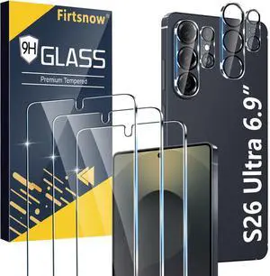 3 Pack for Samsung Galaxy S26 Ultra Screen Protector Tempered Glass + 3 Pack Camera Lens Protector, Military Grade Shatterproof, 9H Hardness, Fingerprint Unlock,Case Friendly 6.9 Inch 3 Pack for Samsung Galaxy S26 Ultra Screen Protector Tempered Glass + 3 Pack Camera Lens Protector, Military Grade Shatterproof, 9H Hardness, Fingerprint Unlock,Case Friendly 6.9 Inch
