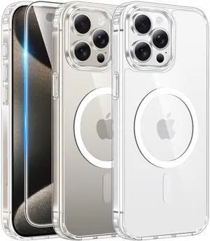 for iPhone 15 Pro Case: Clear Magnetic Phone Cases with Screen Protector Compatible with Magsafe Slim Anti Yellowing Rugged Shockproof Protective Transparent Cell Phone Cover (A-Clear) for iPhone 15 Pro Case: Clear Magnetic Phone Cases with Screen Protector Compatible with Magsafe Slim Anti Yellowing Rugged Shockproof Protective Transparent Cell Phone Cover (A-Clear)