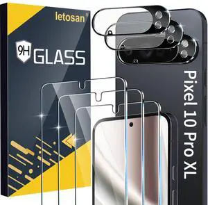 3 Pack for Google Pixel 10 Pro XL Screen Protector Tempered Glass + 3 Pack Camera Lens Protector, Military Grade Shatterproof, 9H Hardness, Fingerprint Unlock,Case Friendly 6.8 Inch 3 Pack for Google Pixel 10 Pro XL Screen Protector Tempered Glass + 3 Pack Camera Lens Protector, Military Grade Shatterproof, 9H Hardness, Fingerprint Unlock,Case Friendly 6.8 Inch