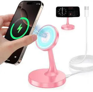 Magnetic Wireless Charger iPhone Stand, 15W Fast Mag-Safe Charger iPhone 17/17 Air/17 Pro/17 Pro Max 16/15/14/13/12 Series Magnet Wireless Charging Station/Pad/AirPods for Home, Office, Travel Magnetic Wireless Charger iPhone Stand, 15W Fast Mag-Safe Charger iPhone 17/17 Air/17 Pro/17 Pro Max 16/15/14/13/12 Series Magnet Wireless Charging Station/Pad/AirPods for Home, Office, Travel