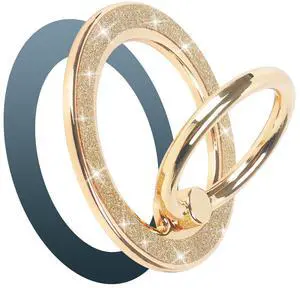 Magnetic Phone Ring Holder, Glitter Magnet Finger Ring Grip Stand Holder, 360° Rotation with Cell Phone Ring Stand, Compatible with MagSafe for iPhone 17 Pro Max 16 15 14 13 12All-Gold Magnetic Phone Ring Holder, Glitter Magnet Finger Ring Grip Stand Holder, 360° Rotation with Cell Phone Ring Stand, Compatible with MagSafe for iPhone 17 Pro Max 16 15 14 13 12All-Gold