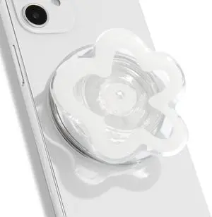 Cute Transparent Daisy Flower Shape Design Mobile Phone Grip Compatible with Magsafe Multi Functional Collapsible Stand Holder for Smartphone Tablet Cell Phone Accessory (White) Cute Transparent Daisy Flower Shape Design Mobile Phone Grip Compatible with Magsafe Multi Functional Collapsible Stand Holder for Smartphone Tablet Cell Phone Accessory (White)