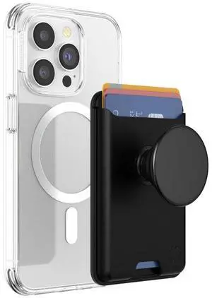 Phone Wallet for MagSafe, Phone Card Holder with Grip, Black - Black Phone Wallet for MagSafe, Phone Card Holder with Grip, Black - Black