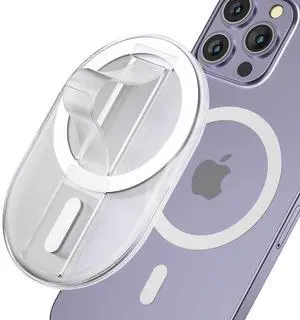 Magnetic Finger Phone Grip for MagSafe Stand, Phone Grip Strap Holder as Kickstand, Magnetic Phone Grip Holder, for iPhone 17 16 15 14 13 12 Series, Clear Magnetic Finger Phone Grip for MagSafe Stand, Phone Grip Strap Holder as Kickstand, Magnetic Phone Grip Holder, for iPhone 17 16 15 14 13 12 Series, Clear