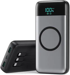 Wireless Portable Charger 40800mAh with 3 Built-in Cables,7-in-1 15W Wireless Charging Power Bank,25W PD QC 4.0 Fast Charging USB C Travel Essentials Battery Pack for iPhone 17/16/15/14,Galaxy,Android Wireless Portable Charger 40800mAh with 3 Built-in Cables,7-in-1 15W Wireless Charging Power Bank,25W PD QC 4.0 Fast Charging USB C Travel Essentials Battery Pack for iPhone 17/16/15/14,Galaxy,Android