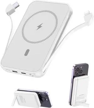 for Magnetic Power Bank, 6800mAh Wireless Portable Charger with PD30W Fast Charging, Battery Pack Built-in 2 Output Cables for iPhone Series(Silver White) for Magnetic Power Bank, 6800mAh Wireless Portable Charger with PD30W Fast Charging, Battery Pack Built-in 2 Output Cables for iPhone Series(Silver White)