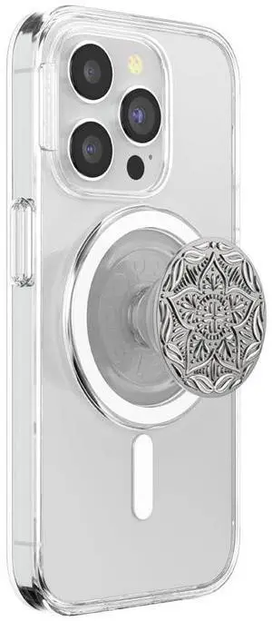 Phone Grip for MagSafe, Magnetic Holder, Phone Stand, Metal - Mandala Silver Phone Grip for MagSafe, Magnetic Holder, Phone Stand, Metal - Mandala Silver