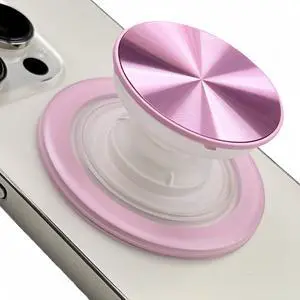 for Magsafe Phone Grip, Magnetic Phone Grip Holder, Magnetic Collapsible Expandible Mobile Phone Grips Stand Holder for iPhone 17 16 15 14 13 12 Series, CD Pattern Transparent Pink for Magsafe Phone Grip, Magnetic Phone Grip Holder, Magnetic Collapsible Expandible Mobile Phone Grips Stand Holder for iPhone 17 16 15 14 13 12 Series, CD Pattern Transparent Pink