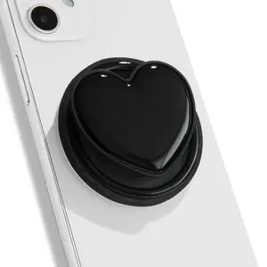 Cute Solid Macaron Color Heart Shape Collapsible Mobile Phone Grip Stand Holder for Smartphone Tablet Cell Phone Accessory (Black) Cute Solid Macaron Color Heart Shape Collapsible Mobile Phone Grip Stand Holder for Smartphone Tablet Cell Phone Accessory (Black)
