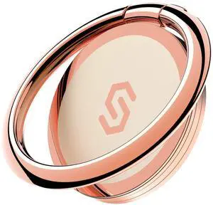 Cell Phone Ring Holder Stand, 360 Degree Rotation Finger Ring Kickstand with Polished Metal Phone Grip for Magnetic Car Mount Compatible with iPhone, Samsung, LG, Pixel - Rose Gold Cell Phone Ring Holder Stand, 360 Degree Rotation Finger Ring Kickstand with Polished Metal Phone Grip for Magnetic Car Mount Compatible with iPhone, Samsung, LG, Pixel - Rose Gold