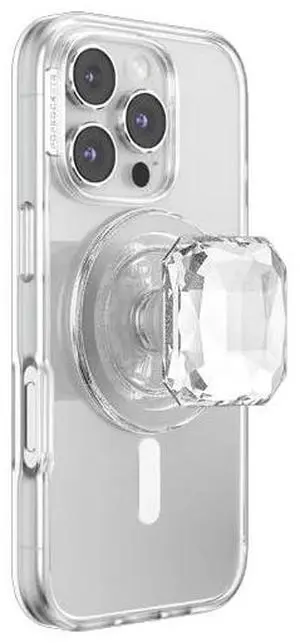 Phone Grip for MagSafe, Magnetic Holder, Phone Stand, Heart - Pillow Cut Heart Clear Glitter Phone Grip for MagSafe, Magnetic Holder, Phone Stand, Heart - Pillow Cut Heart Clear Glitter