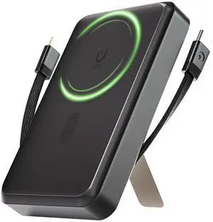 Magnetic Power Bank 10000mAh, 4-in-1 Portable Charger with Built-in USB-C/Lightning Cable Foldable Stand, 15W Fast Charging Wireless Battery Pack for Samsung, Android, iPhone, Travel Essential Magnetic Power Bank 10000mAh, 4-in-1 Portable Charger with Built-in USB-C/Lightning Cable Foldable Stand, 15W Fast Charging Wireless Battery Pack for Samsung, Android, iPhone, Travel Essential