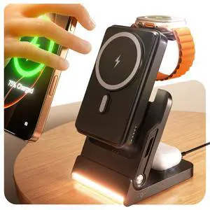 Magnetic Power Bank with MagSafe, 10000mAh Portable Battery Pack for iPhone 17, 5 in 1 Foldable Charging Station with iWatch Charger for i Phone 17/16/15/14&AirPods, Wireless Travel Gift for Men&Women Magnetic Power Bank with MagSafe, 10000mAh Portable Battery Pack for iPhone 17, 5 in 1 Foldable Charging Station with iWatch Charger for i Phone 17/16/15/14&AirPods, Wireless Travel Gift for Men&Women