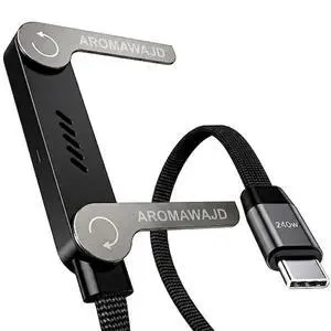 240w Braided Fast Charge Cable with Built-in Phone Stand, (1, Black, USB) 240w Braided Fast Charge Cable with Built-in Phone Stand, (1, Black, USB)