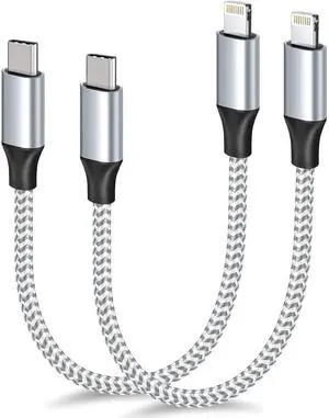 1ft USB C to Lightning Cable Short, 2 Pack PD MFi Certified, 12 Inch Fast Charging Type C to Lightning Cord Nylon Braided for iPhone 14/13/12/11 Pro/X/XR/XS/8/7/6s/Plus 1ft USB C to Lightning Cable Short, 2 Pack PD MFi Certified, 12 Inch Fast Charging Type C to Lightning Cord Nylon Braided for iPhone 14/13/12/11 Pro/X/XR/XS/8/7/6s/Plus