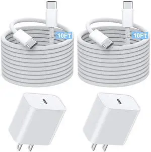 Fast Charging iPhone 17 16 15 Charger,2Pack 10 FT Long USB C Charger woven Cord with 20W USBC Fast Charger Block for iPhone 17/17 Air/17 Pro/17 Pro Max/16/16 Pro/16 Pro Max/15/15 Pro Max/Plus/iPad Pro Fast Charging iPhone 17 16 15 Charger,2Pack 10 FT Long USB C Charger woven Cord with 20W USBC Fast Charger Block for iPhone 17/17 Air/17 Pro/17 Pro Max/16/16 Pro/16 Pro Max/15/15 Pro Max/Plus/iPad Pro
