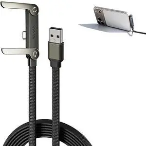 65W 1.5M 2-in-1 Fast Charging Cable with Foldable Phone Stand, Nylon Braided Durable USB to Type-C Cord, Charge and Stream Simultaneously for iPhone, Samsung, Xiaomi and More 65W 1.5M 2-in-1 Fast Charging Cable with Foldable Phone Stand, Nylon Braided Durable USB to Type-C Cord, Charge and Stream Simultaneously for iPhone, Samsung, Xiaomi and More