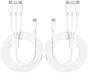Multi USB Cable 6FT/2Pack 60W 3 in 1 USB C to 2*USB C and Lightning Port Multi USB Cable 6FT/2Pack 60W 3 in 1 USB C to 2*USB C and Lightning Port