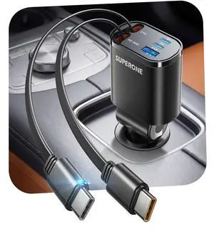 90W Retractable Car Charger with Dual Type C Cables, Car Adapter USB C Fast Charger, 5-in-1 Multi Port Fast Charging Compatible with iPhone 17 16 15 14 13 12, Galaxy, Pixel, iPad - Black 90W Retractable Car Charger with Dual Type C Cables, Car Adapter USB C Fast Charger, 5-in-1 Multi Port Fast Charging Compatible with iPhone 17 16 15 14 13 12, Galaxy, Pixel, iPad - Black